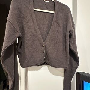 Free People cropped soft grey cardigan